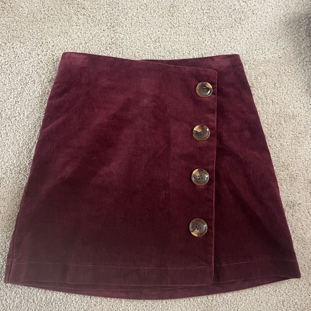 Altar'd State Burgundy Mini Skirt with Button Detail